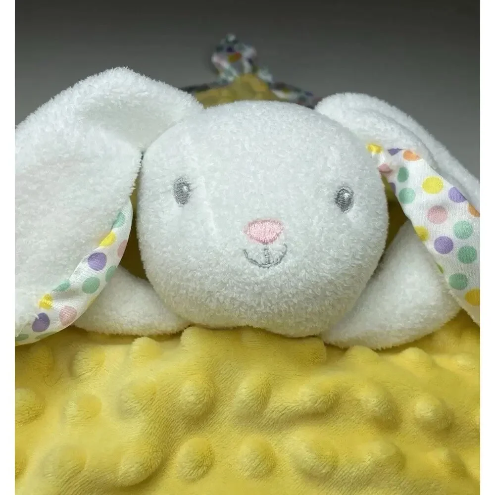 Baby Starters Some Bunny Loves You Lovey Yellow Polka Dot Satin Trim Back Teal
